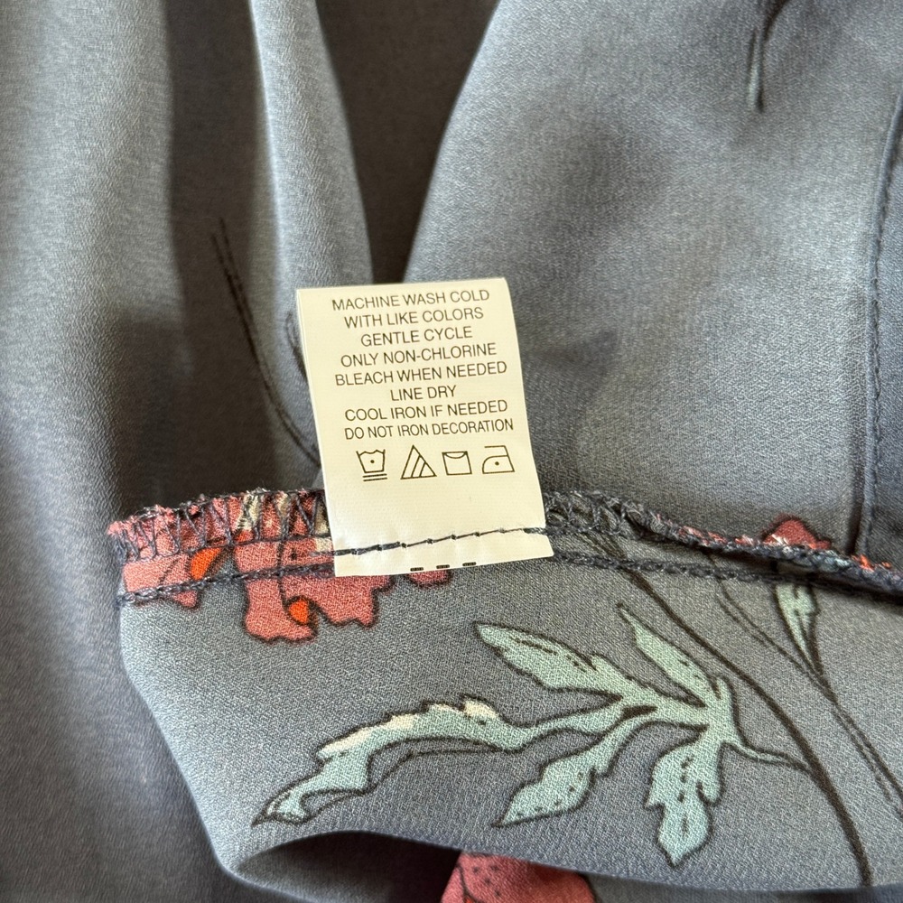 Eyeshadow Blue Gray Floral Lace Trim Tie Neck Peasant Tunic Blouse Top 3X *READ‎ - Picture 9 of 14